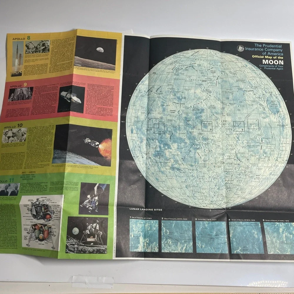Footprints on the Moon Associated Press 1969 First Edition Apollo Space Book Map